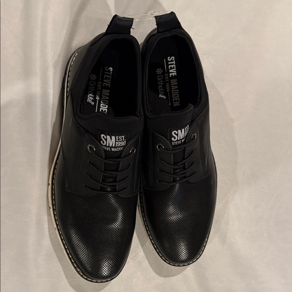 Steve Madden Black Textured Oxfords Men’s 8M - Picture 3 of 10
